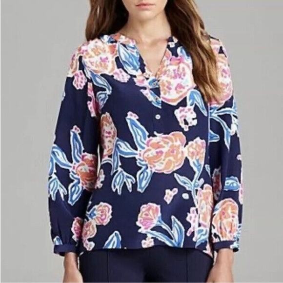 Lilly Pulitzer Alexandra Silk Floral Top - size Small - Picture 1 of 7